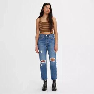 Levi's Wedgie Straight  Jeans Carry Kerry Distressed Dark Wash Jeans